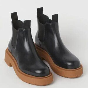 H & M Genuine Leather Chelsea Platform